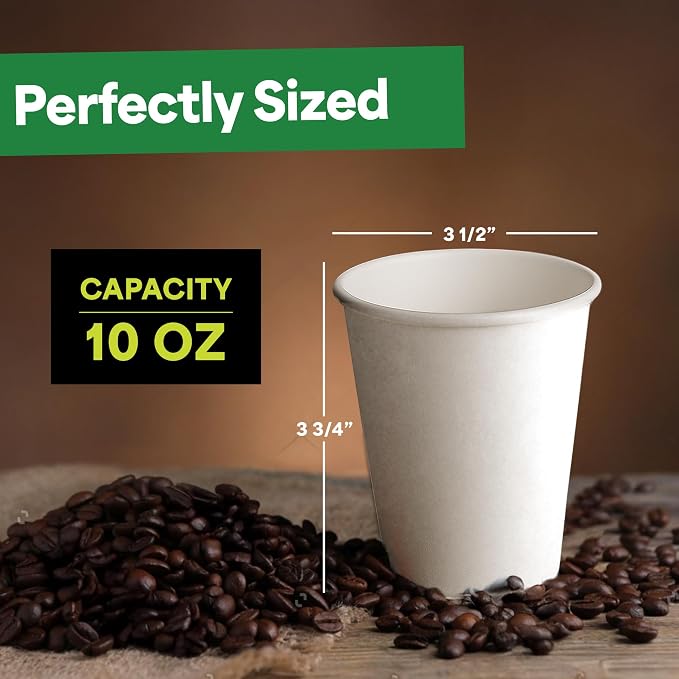 EconoHome 10 oz 50 Pack Disposable Coffee Paper Cups - Image 3
