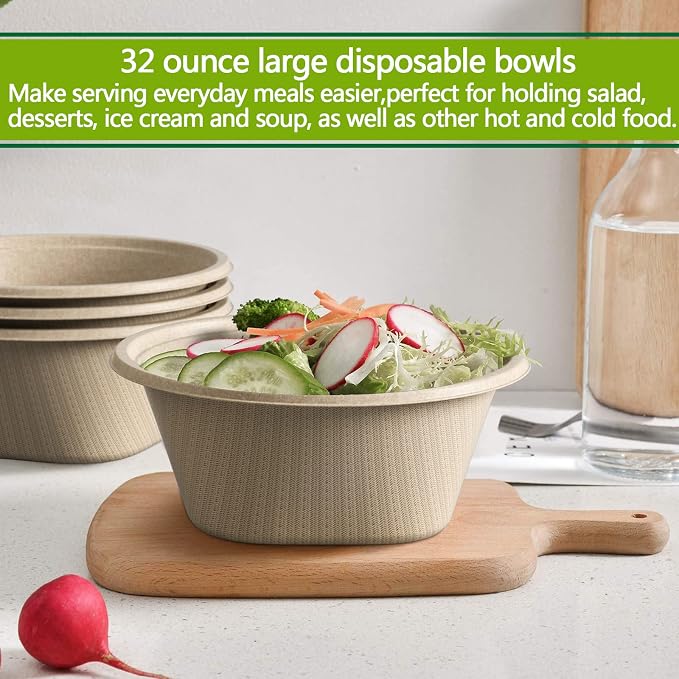 32 Ounce Large Paper Bowls Disposable Soup Bowl Disposable Heavy Duty - Image 8