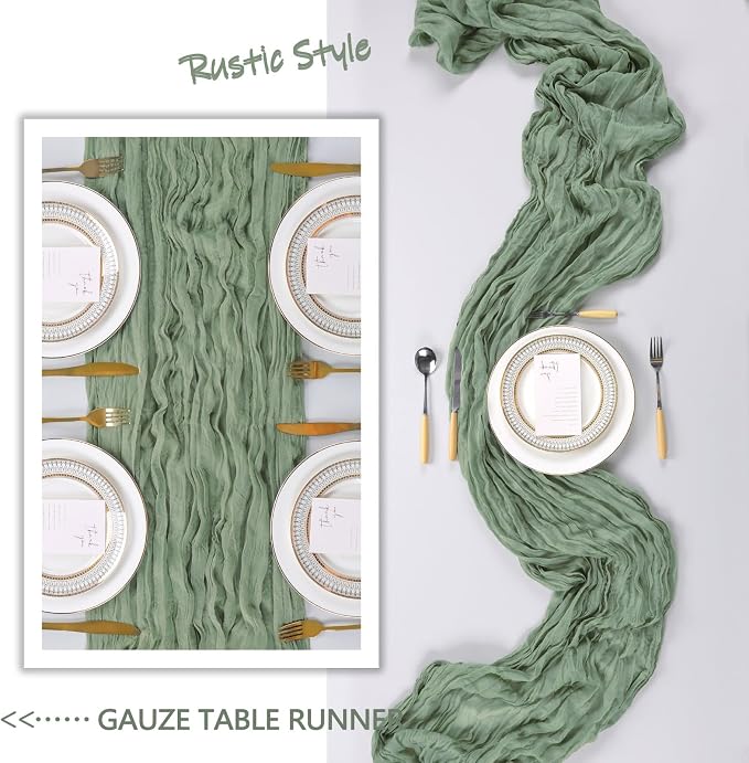 12 Pack Sage Green Cheesecloth Table Runner 10Ft Gauze Cheese Cloth Table - Image 6