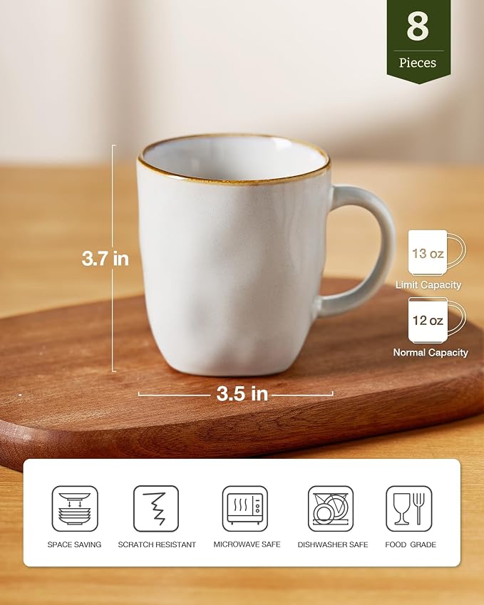 famiware Coffee Mugs Set of 8, Ocean Square 13oz Coffee Cup Set - Image 4