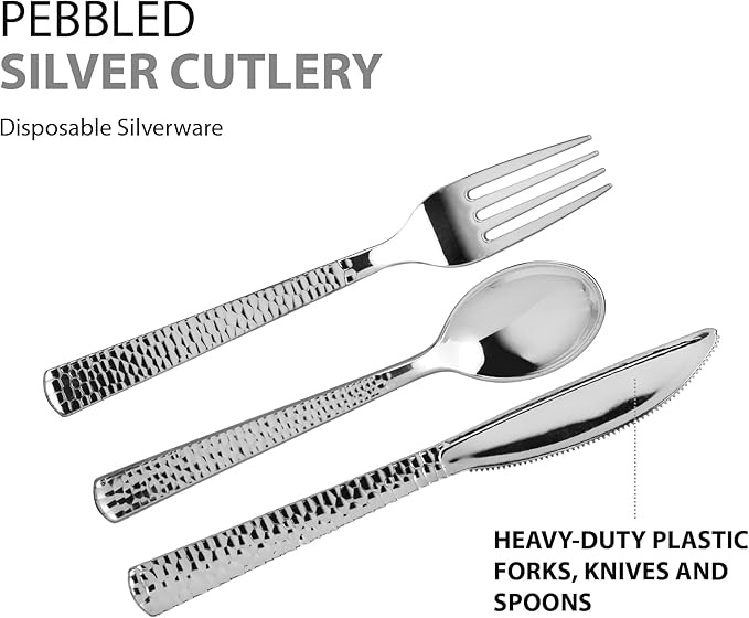 Plastic Cutlery Silverware Extra Heavyweight Disposable Flatware, Full Size - Image 3