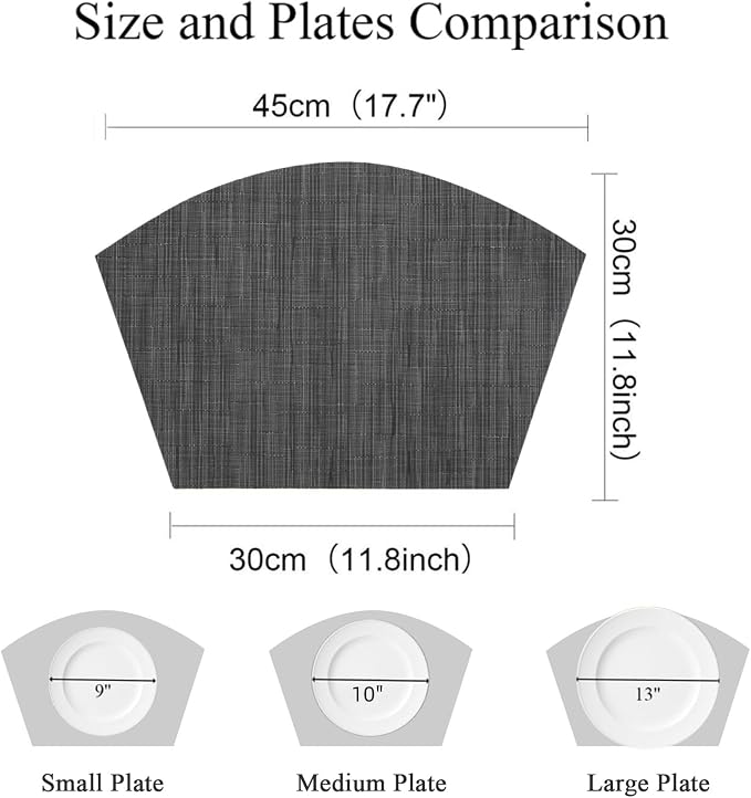 SHACOS Small Round Table Placemats Wedge Placemat Set of 4 Non Slip Heat - Image 3