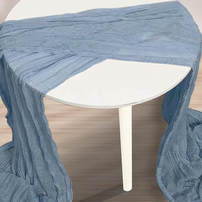 1 Pack Dusty Blue Cheesecloth Table Runner 35x120 Inch 10Ft Rustic Gauze Cheese - Image 3