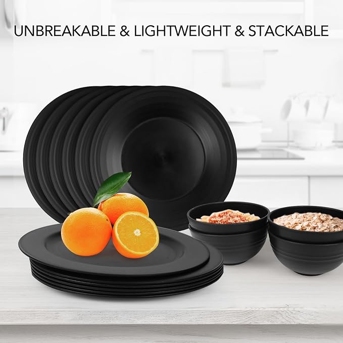 10inch/6pcs Dishwasher & Microwave Safe Wheat Straw Plates, Alternative - Image 3