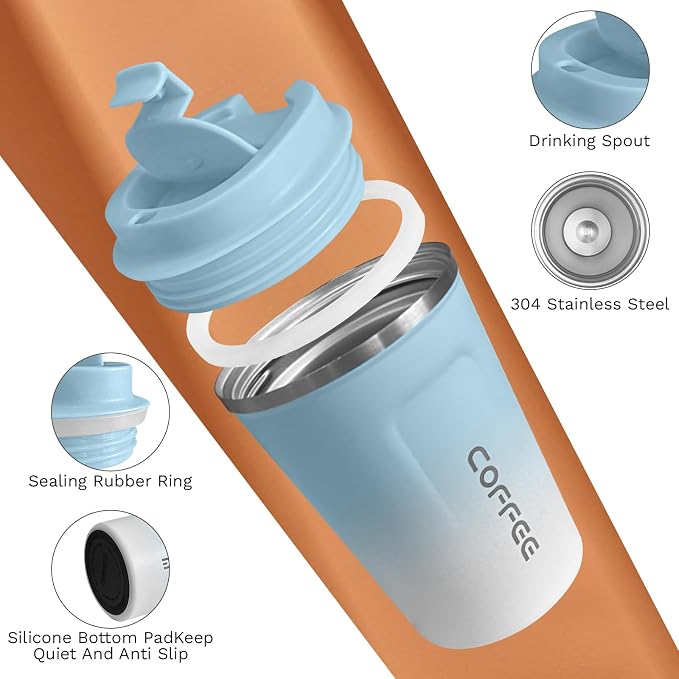 SPLMIFA Travel Coffee Mug Leak-Proof, Reusable Coffee Cups - Image 4