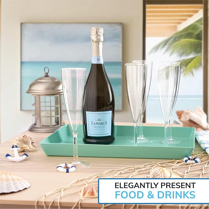 US Acrylic Coastal Plastic Serving Trays 15” x 10” | Large Unbreakable Reusable - Image 5