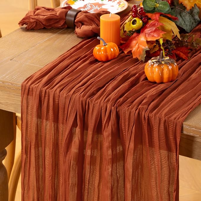 6 Pack Cheesecloth Terracotta Table Runner 10ft Rustic Gauze Decor | - Image 4