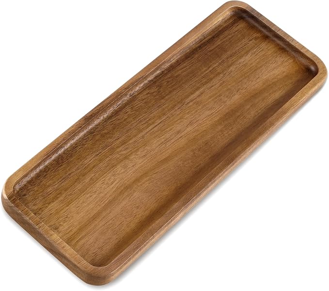 Small Acacia Wood Serving Tray, Wooden Decorative Tray by TJPOP