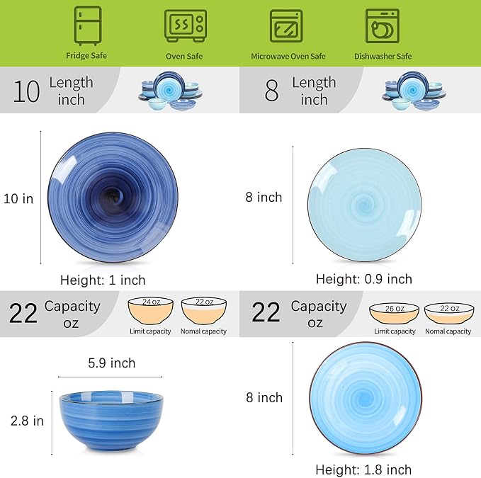 Selamica Ceramic 16-Pieces Dinnerware Set, Ceramic Dishes Set - Image 2