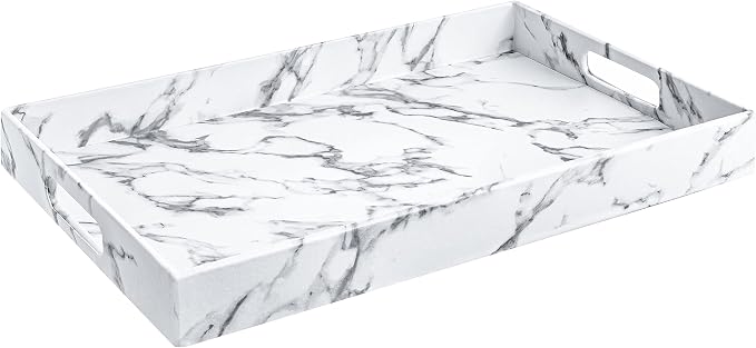 Home Redefined Modern Elegant 17.5"x12" Rectangle White Marble Faux Leather by HomeRedefined