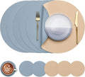 Myir JUN 15 Inches Round Placemats Set of 6 Faux Leather Place Mats | by MyirJUN