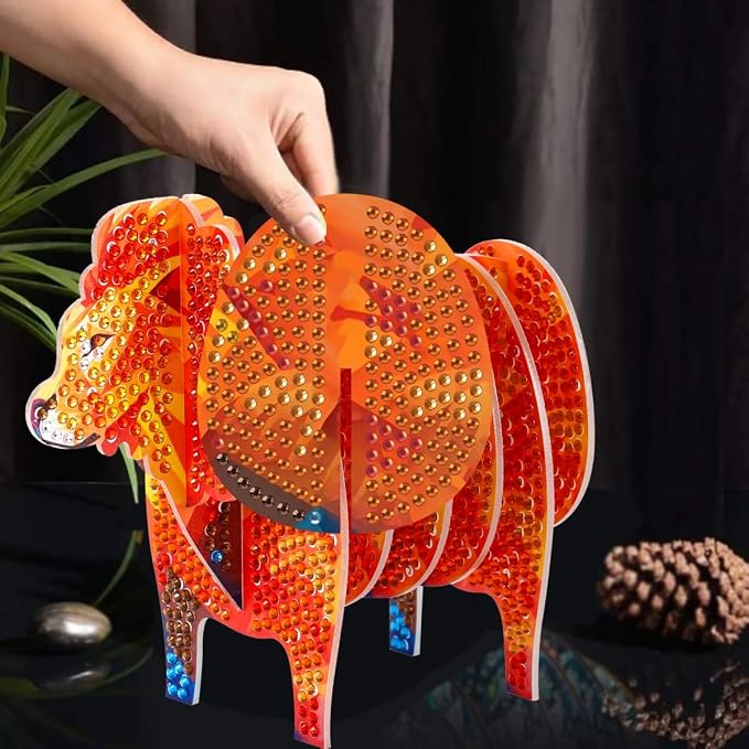 DDGYP Lion Diamond Art Coasters Kit, Interlocking Acrylic Animal Statue - Image 4
