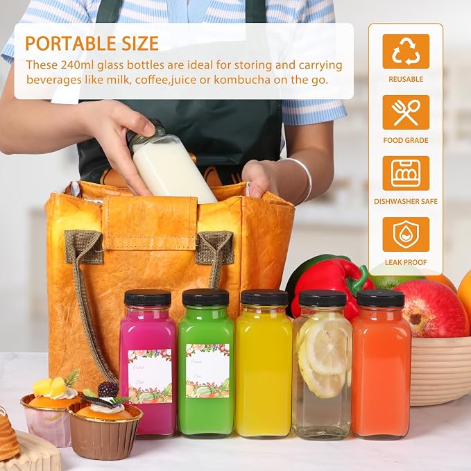 AuroTrends 8 oz Glass Juice Bottles 3-Pack - Image 3