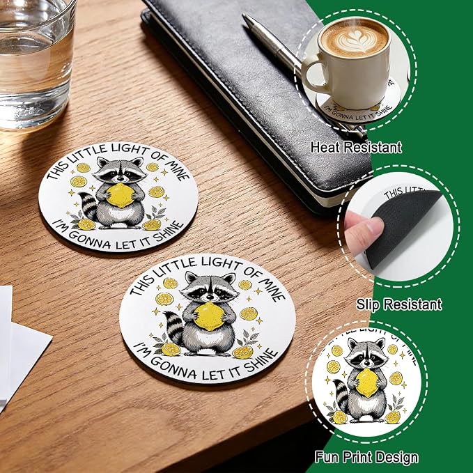 This Little Light of Mine I’m Gonna Let It Shine Drink Cup Holder Coaster Set - Image 3