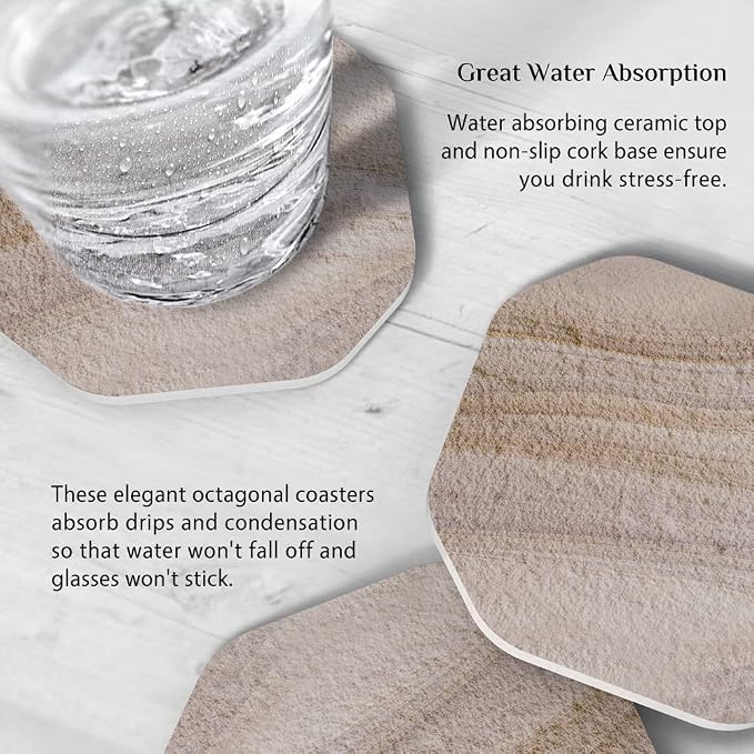 UMIRRO Absorbent Ceramic Stone Coasters Set of 6 - Image 4