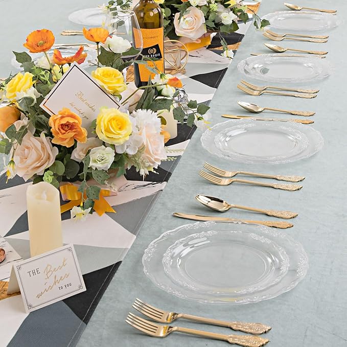 U-QE 100 Pieces Clear Plastic Plates - Image 5