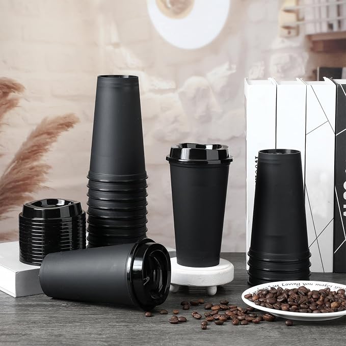 Domensi 15 Pack Reusable Plastic Coffee Cups - Image 4
