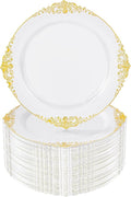 Nervure 100Pcs 7.5'' Gold Plastic Plates, Disposable Plates by Nervure