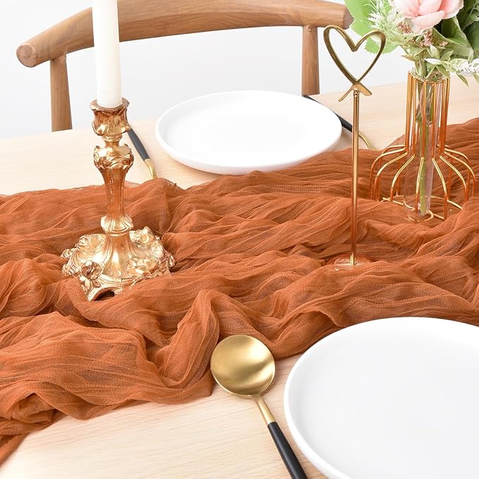 Rust Cheesecloth Table Runner Cheese Cloth Wedding Birthday Party Decor | 10Ft - Image 3
