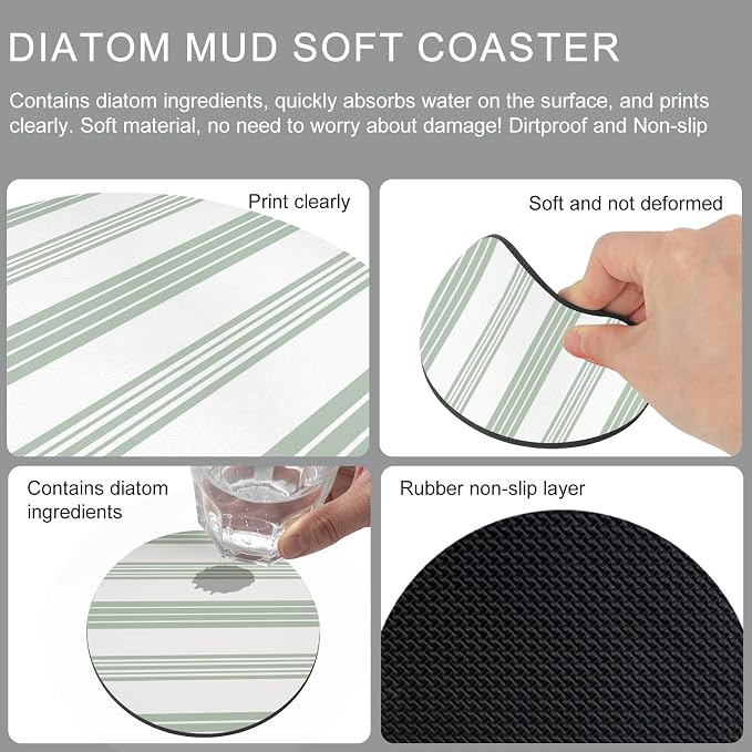 Modern Stripes Coasters Set of 2, Absorbent Coasters - Image 9