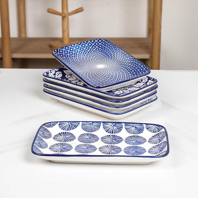 Selamica Ceramic Rectangular Salad Plates Set, Dinner Plate 9.4 Inch Dessert - Image 7