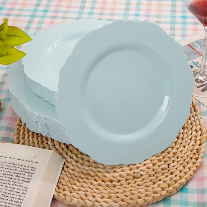 60pcs Mint Green Plastic Plates - Image 8