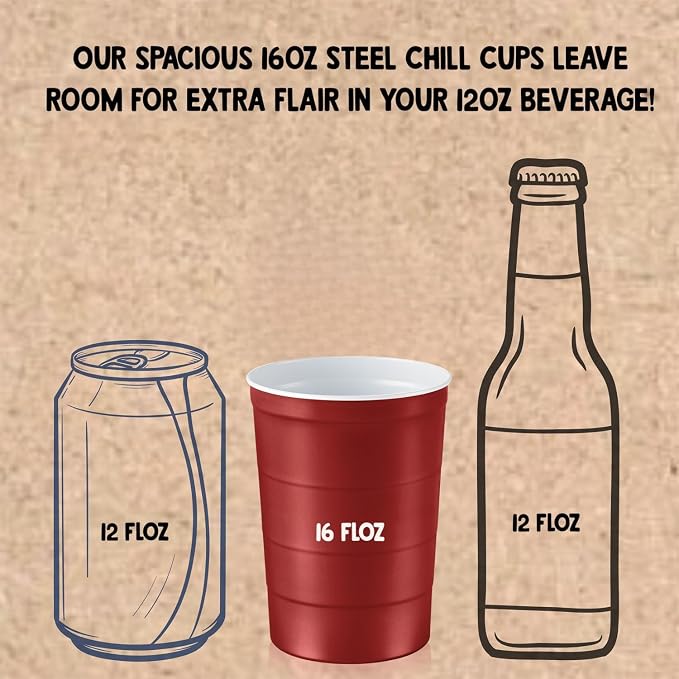 Steel Chill Cups 16 oz. Durable & Reusable Party Cups, 100% recyclable - Image 3