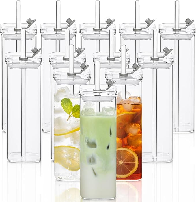 KEMORELA 12 Sets Square Drinking Glass Cups by KEMORELA