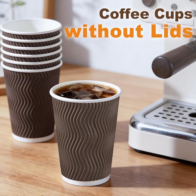 BYSNOW 150 Pack 12 oz Coffee Cups, Insulated Disposable Hot Paper Cups | - Image 4