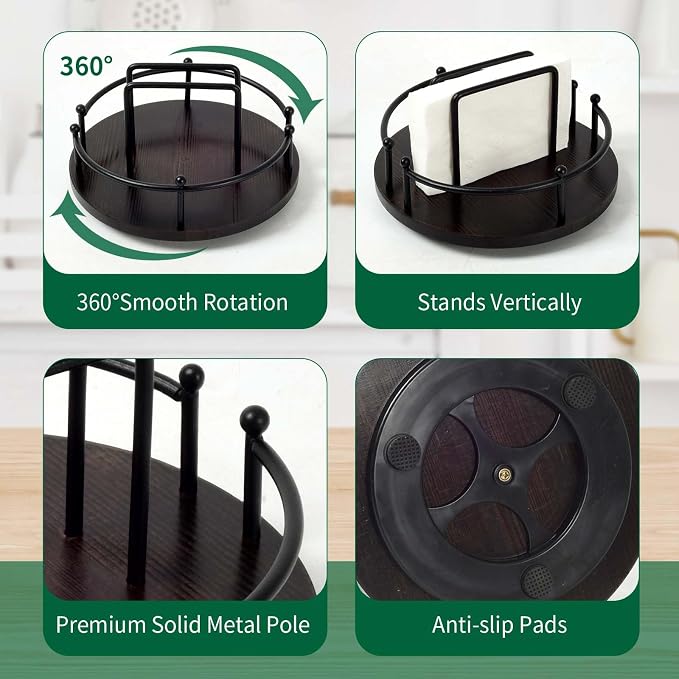 Napkin Holder for Table, 360° Rotating Lazy Susan Turntable Organizer | for - Image 6