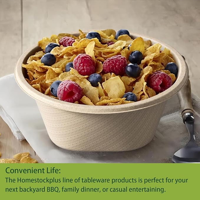 32 Oz Deep Disposable Bowl, Paper Bowls Disposable Heavy Duty Compostable Bowls - Image 6