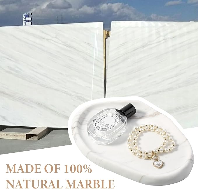 Luxurious Natural White Marble Vanity Tray, Cloud Shape Serving Stone Key Tray - Image 4