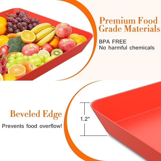 WOWBOX 4 pcs Serving Tray for Entertaining, Serving Platters for Snacks - Image 3