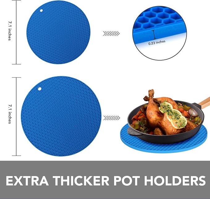 4 Pack Silicone Trivet for Hot Dishes | Heat Resistant Silicone Pot Holders for - Image 3