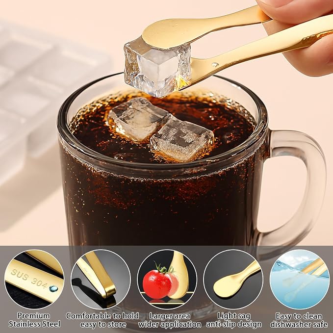 8PCS Gold Mini Metal Tongs, Stainless Steel 304, - Image 3