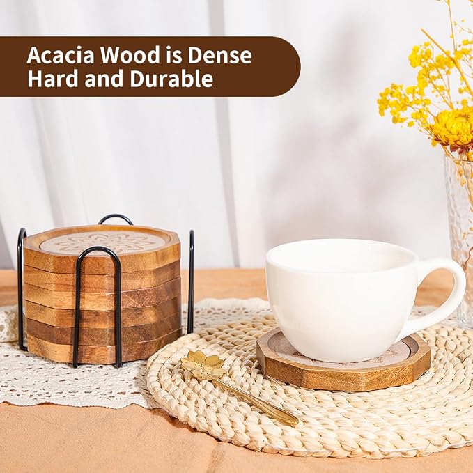 Wood Coasters for Drinks Absorbent - Image 3