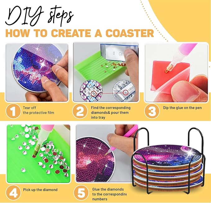8 pcs Diamond Painting Coasters | Diamond Art Coasters | Galaxy and Nebula - Image 6