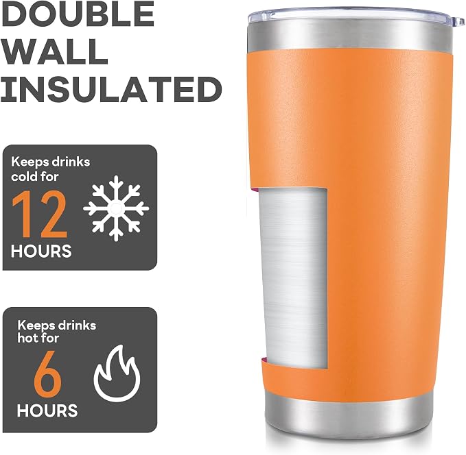 20 oz Tumbler with Lid Stainless Steel Insulated Tumblers Cups Travel Mug | - Image 3