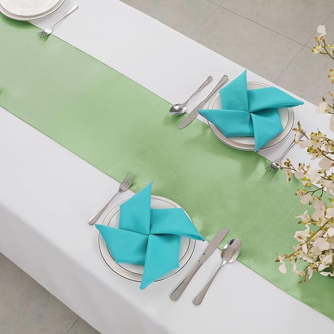 Horbaunal 12 Pack Sage Green Satin Table Runner 12 x 108 Inch | Smooth Table - Image 4