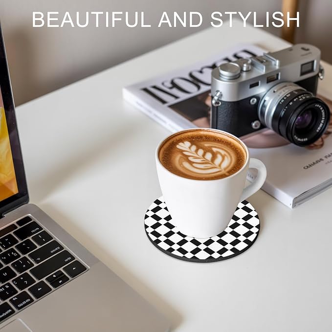 Black White Minimalist Coasters Set of 2, Absorbent Coasters - Image 7