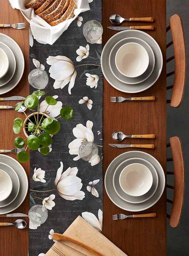 Farmhouse Floral Table Runners 120 Inches Long, Cotton Linen Fabric Table - Image 5