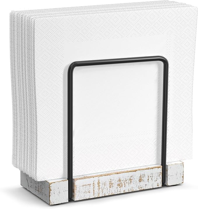 Wican Napkin Holder for Table, Wood Iron Standing Napkin Dispenser | Dining by Wican