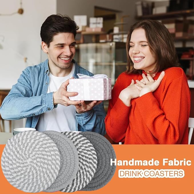 4.8 inch Drink Coasters Set of 4, Cotton Woven Coasters - Image 7