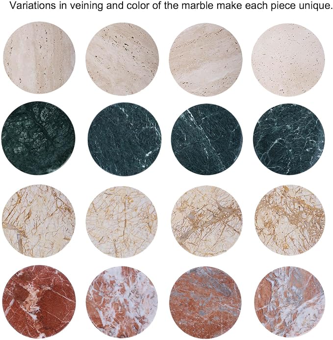 Travertine Marble Drink Coasters Set of 4 Round Stone Table Cup Mats 4 Inch | 4 - Image 7