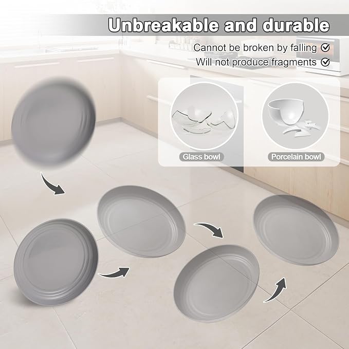 HEYCOME 12 Pcs Unbreakable Deep Dessert Plates Set, 8 inch Reusable Plastic - Image 4