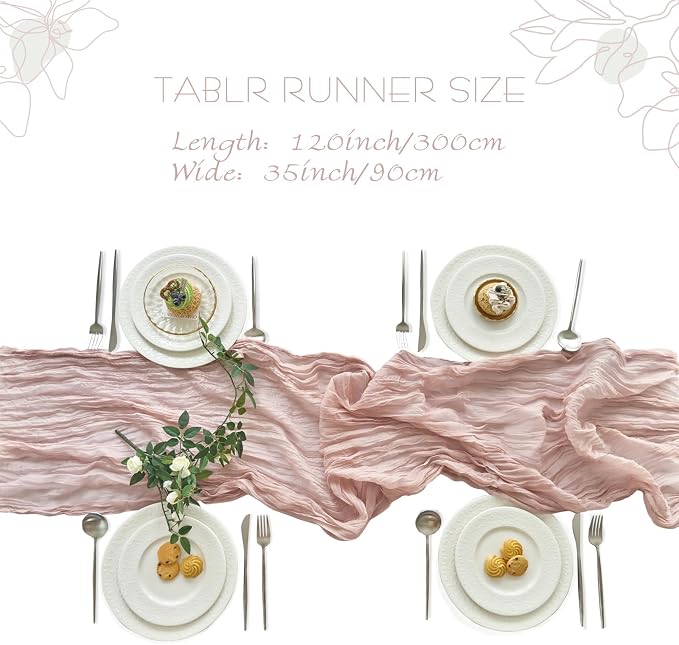 IVAPUPU Dusty Pink Table Runner 120 Inches - Image 4