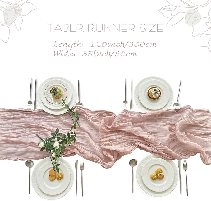 IVAPUPU Dusty Pink Table Runner 120 Inches - Image 4
