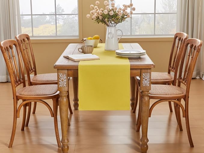 YATOJUZI Yellow Table Runner Seasonal Spring Summer Kitchen Dining Coffee Table - Image 4