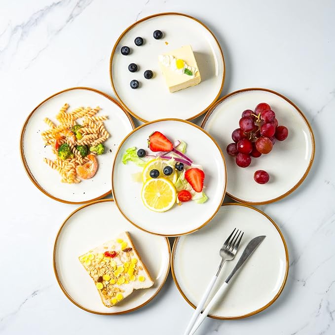 AmorArc Ceramic Plates Set of 6, 8.5 Inch Stoneware Small Dinner Plates Set | - Image 6