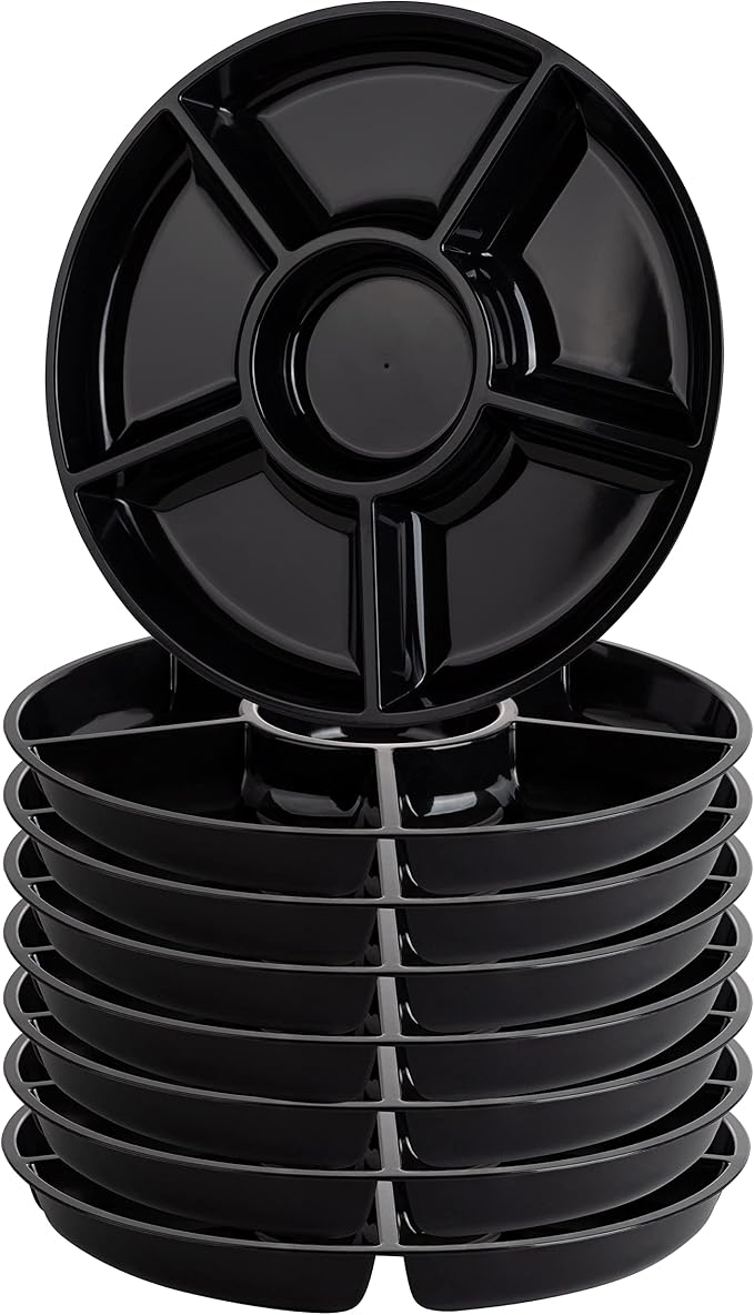 Plasticpro 6 Sectional Round Plastic Serving Tray/Platter - Image 2